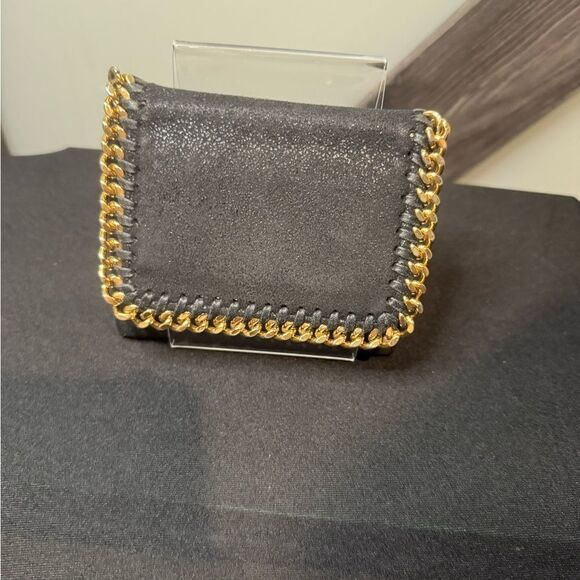 Auth Stella McCartney Trifold Wallet Black/Gold - Picture 1 of 11